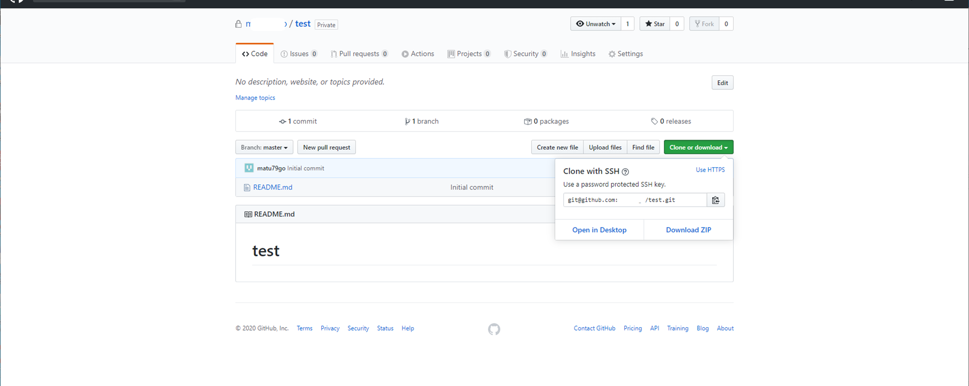 Copying the SSH clone URL
