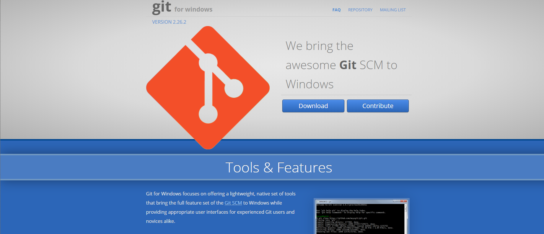Git for Windows download page