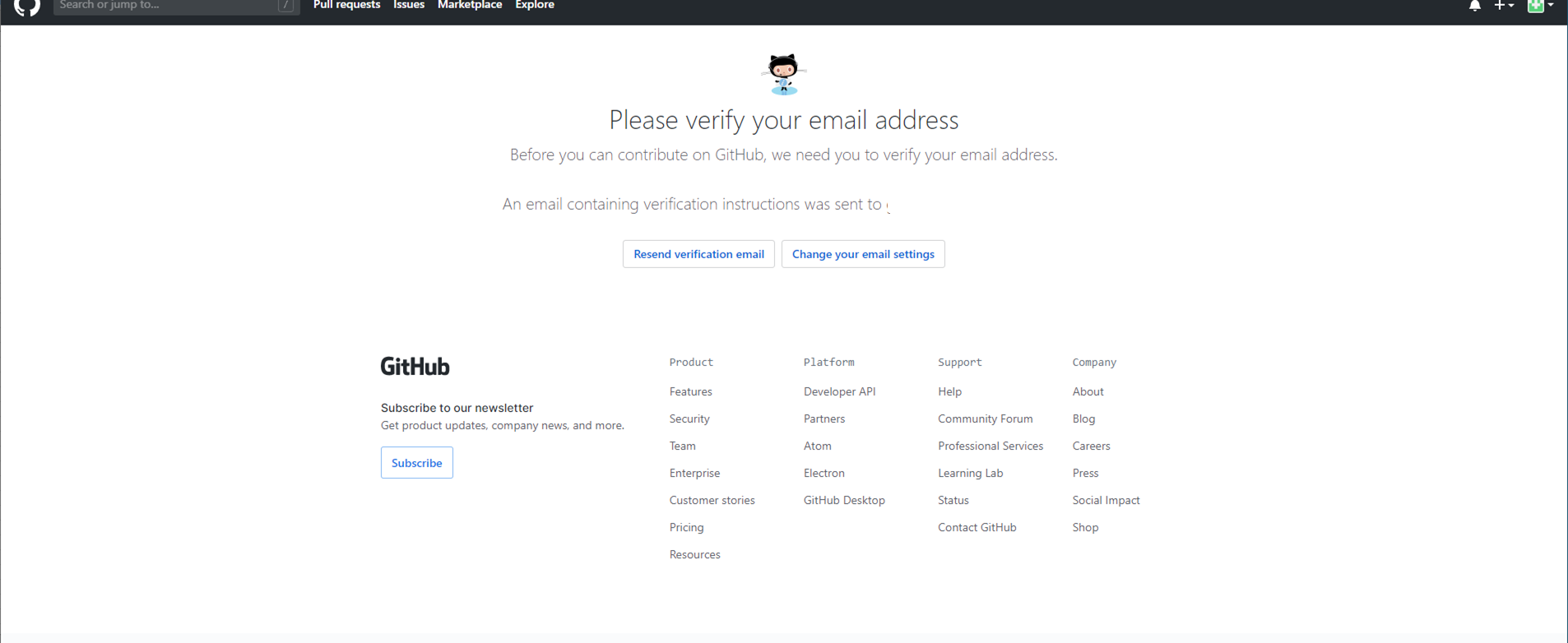 GitHub signup confirmation email