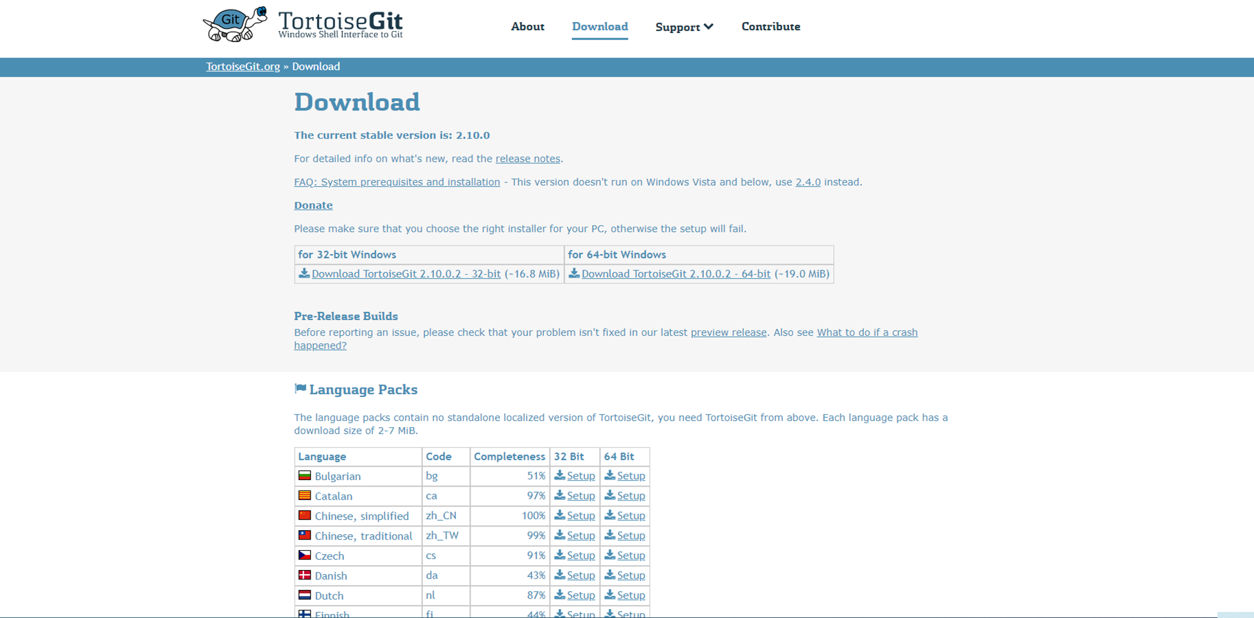 TortoiseGit download page