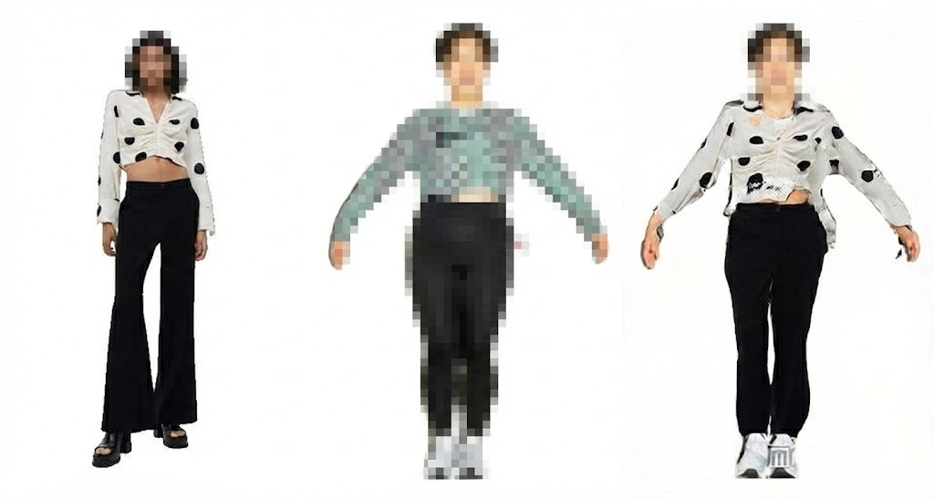 Training data bias: garment patterns become severely distorted on body types underrepresented in training data