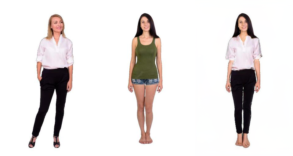 Virtual try-on results across diverse subjects and garment styles
