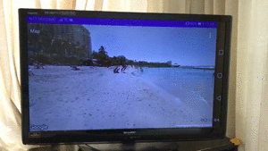 TV screen synchronized with walking movement